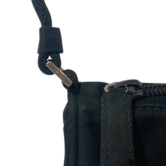 Prada VINTAGE Black Nylon Tessuto Shoulder Bag Mini Zip Pouch - Picture 5 of 15